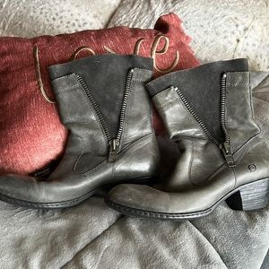 Gray/Silver Born Handcrafted Cowgirl Boots w Zipper